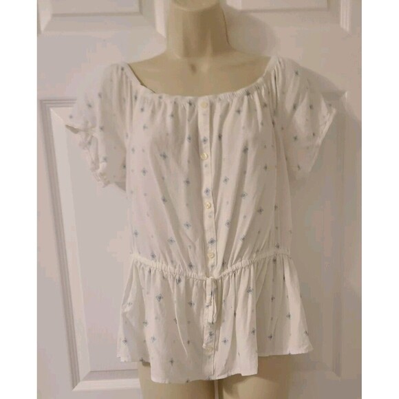 Women's Peasant Top - White- Off/On Shouldet- Abercrombie And Fitch- Large - Picture 2 of 4